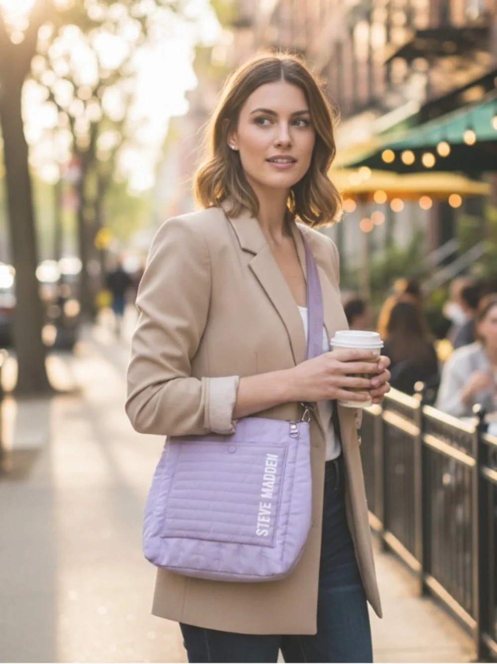 3/$29 Steve Madden Sumba Purple Quilted Nylon Backpack
